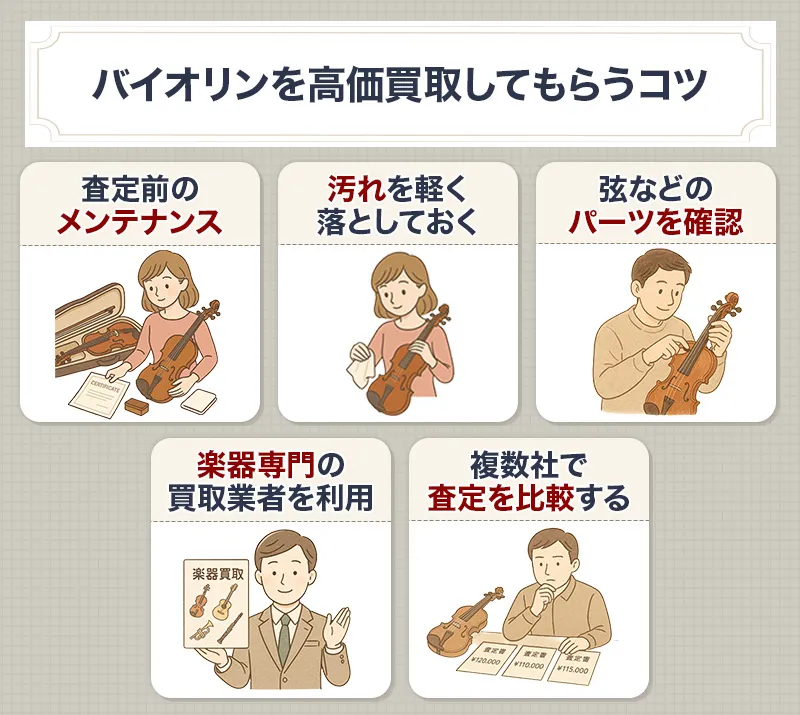 バイオリンを高価買取してもらうための5つのコツ